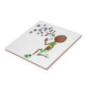 泡を吹いている漫画のアフリカ系アメリカ人の男の子 タイル (側面)