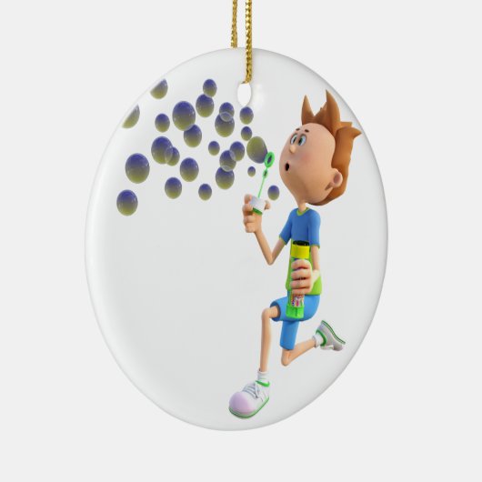 泡を吹いている漫画の男の子 セラミックオーナメント (右)