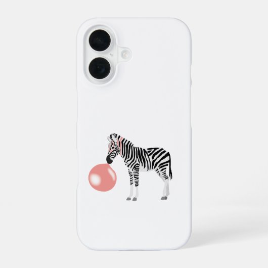 泡を吹くゼブラの風船ガム iPhone 16ケース (裏面)