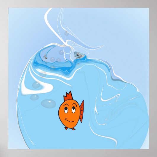 泡を吹く心配そうな魚 ポスター (正面)