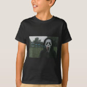 泡を吹くY顔の面白いホラー・ハロウィン・ミーム Tシャツ (正面)