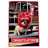 泡を手にした犬 ミディアムペーパーバッグ (正面)