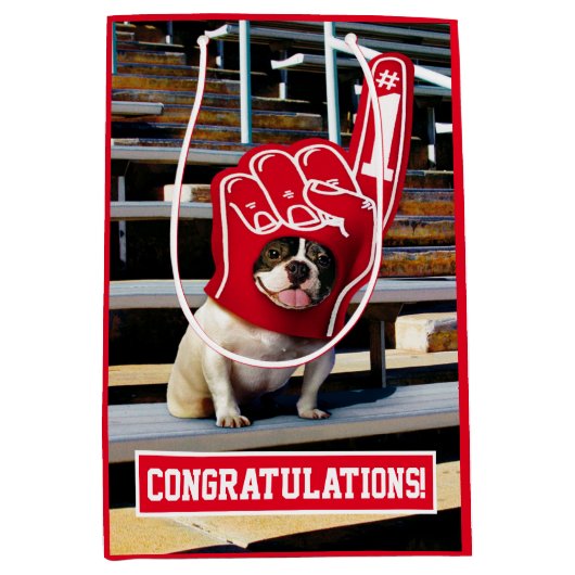 泡を手にした犬 ミディアムペーパーバッグ (正面)