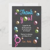 泡サンキューカードの誕生会の女の子のチョーク 招待状 (正面)