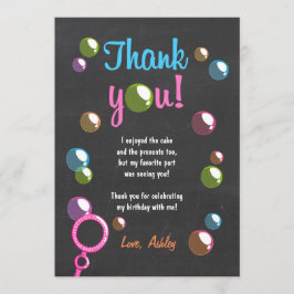 泡サンキューカードの誕生会の女の子のチョーク 招待状