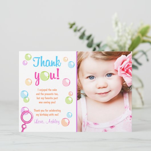 泡サンキューカードの誕生会の女の子 サンキューカード (スタンド正面)