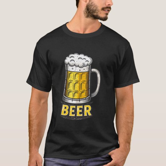 泡プリント付きレトロビアマグ Tシャツ (正面)