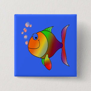 泡ボタンを吹いている魚 缶バッジ