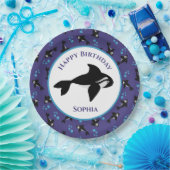 泡付きオルカホエーパーソナライズされたル誕生日 ペーパープレート (パーティー)