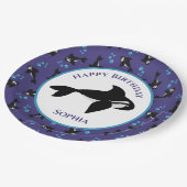 泡付きオルカホエーパーソナライズされたル誕生日 ペーパープレート (アングル)