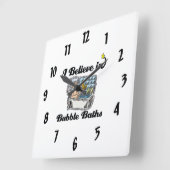 泡信じ風呂に入る スクエア壁時計 (傾斜)