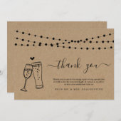 泡及び醸造物のシャンペンビールトーストのひもライト サンキューカード (正面/裏面)