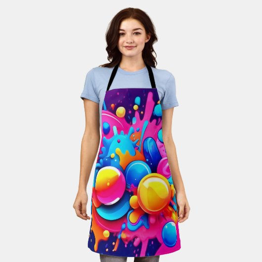 泡吹カラフルき エプロン (着用した状態)