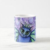 泡妖精猫のファンタジーによっては猫の芸術のマグが飛びました コーヒーマグカップ (中央)