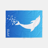 泡毛布を持つ白い跳躍のイルカ フリースブランケット (正面(横))