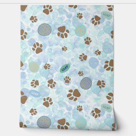 泡浴石鹸とスポンジで洗犬 壁紙