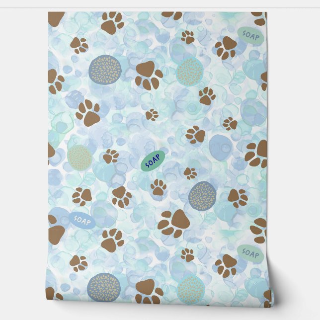 泡浴石鹸とスポンジで洗犬 壁紙 (ほどく)