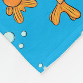 泡漫画の模様が入った可愛いハッピーゴールドフィッシュ フリースブランケット (角)