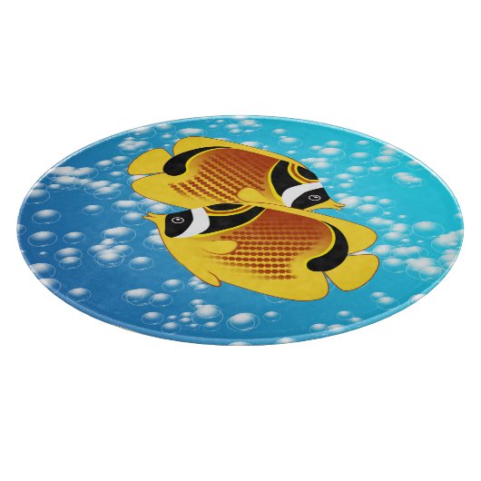 泡状の水の中のタヌキの一対 カッティングボード (角)