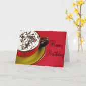 泡状コーヒーラテ誕生日グリーティングカード カード (黄色い花)