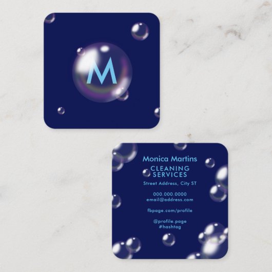 泡状スタイル スクエア名刺 (正面/裏面)