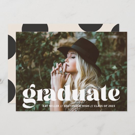 泡状トレンディー卒業発表 招待状 (正面/裏面)