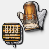 泡状ビールマグ料理キッチンパーソナライズされた 鍋つかみ&鍋敷きセット (正面/裏面)