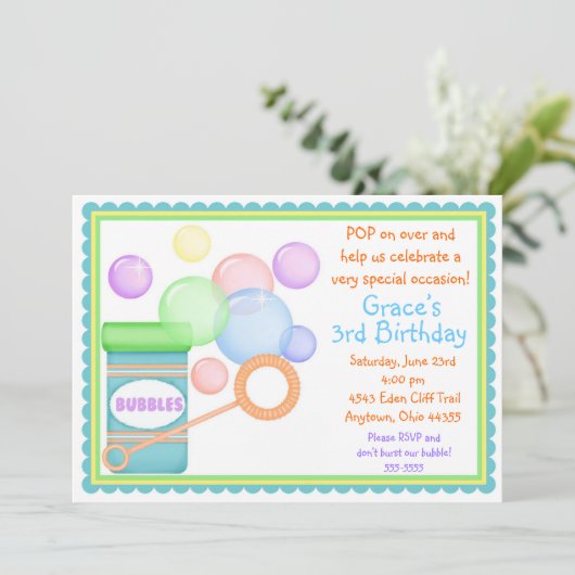 泡男の子の誕生日の招待状を吹くこと 招待状 (スタンド正面)