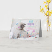 泡立おもしろいち泡ハッピーバースデー猫 カード (黄色い花)