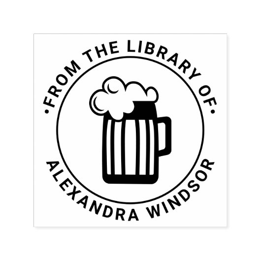 泡立ちビールマグカップ 図書館の本の名前 セルフインキングスタンプ (デザイン)