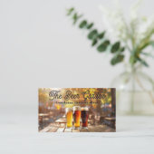 泡立ったビールのマグカップ | アウトドアレストラン 名刺 (スタンド正面)