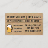 泡立ったビールのマグカップ |ナチュラルブラウン背景 名刺 (裏面)