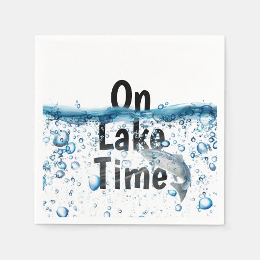 泡立った水の中の大きな魚 スタンダードカクテルナプキン (正面)