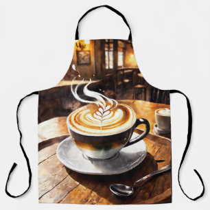 泡立つカプチーノ渦巻くコーヒー。パターン エプロン