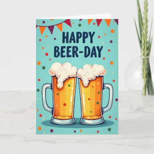 泡立つビールの誕生日カード カード (正面)