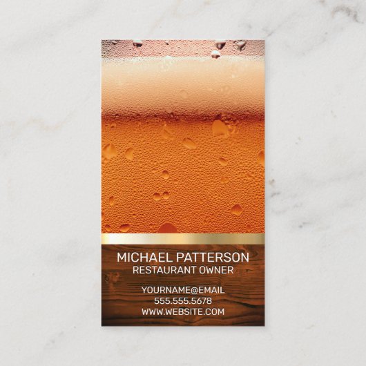 泡立つビール |木目金ゴールドメタリック 名刺 (裏面)