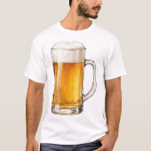 泡立つ冷たいビールジョッキ Tシャツ (正面)