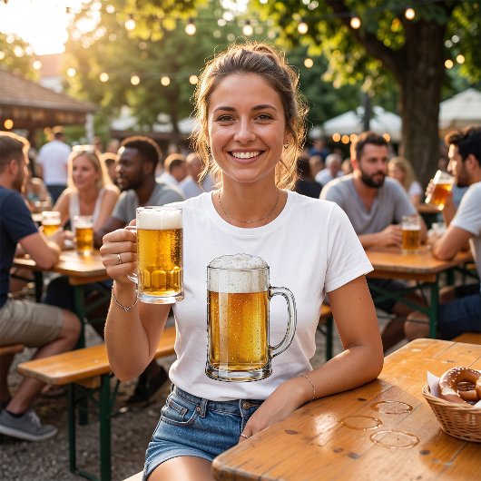 泡立つ冷たいビールジョッキ Tシャツ