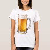 泡立つ冷たいビールジョッキ Tシャツ (正面)