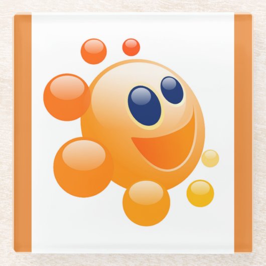 泡立つ太陽 ガラスコースター (正面)