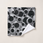 泡立つ泡(黒) バスタオルセット (ウォッシュタオル)