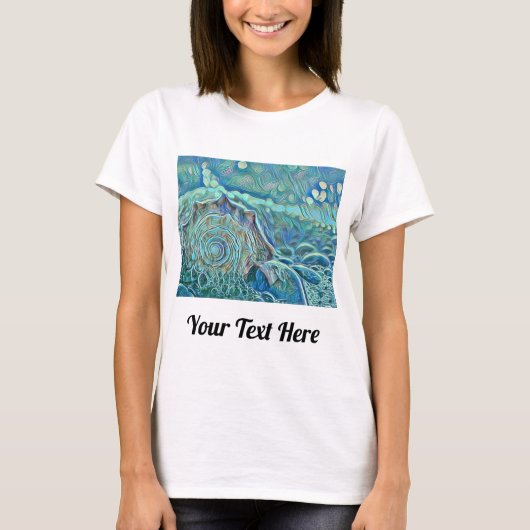 泡立つ海の青い絵画海 Tシャツ (正面)