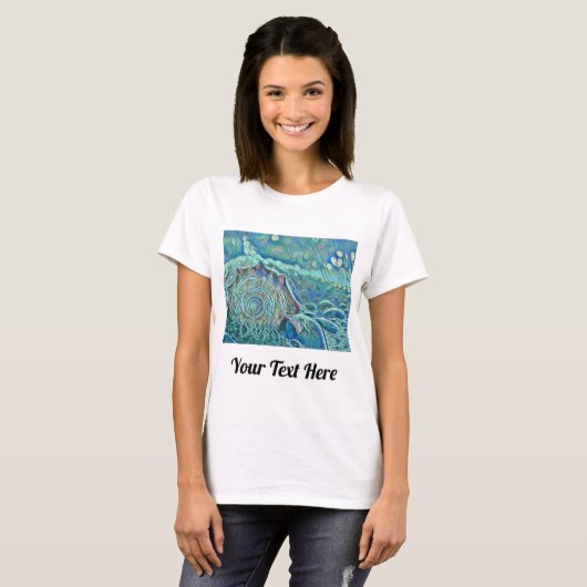 泡立つ海の青い絵画海 Tシャツ (正面フル)