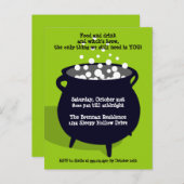 泡立つ釜ポーション緑のハローウィンパーティ インビテーションポストカード (正面/裏面)