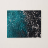 泡立つ青黒グラデーション海の水 ジグソーパズル (横)