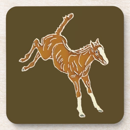 泡立つ馬の群れ – 透明数々のカラー。 コースター (正面)