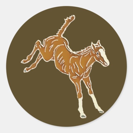 泡立つ馬の群れ – 透明数々のカラー。 ラウンドシール (正面)