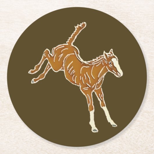 泡立つ馬の群れ – 透明数々のカラー。 ラウンドペーパーコースター (正面)