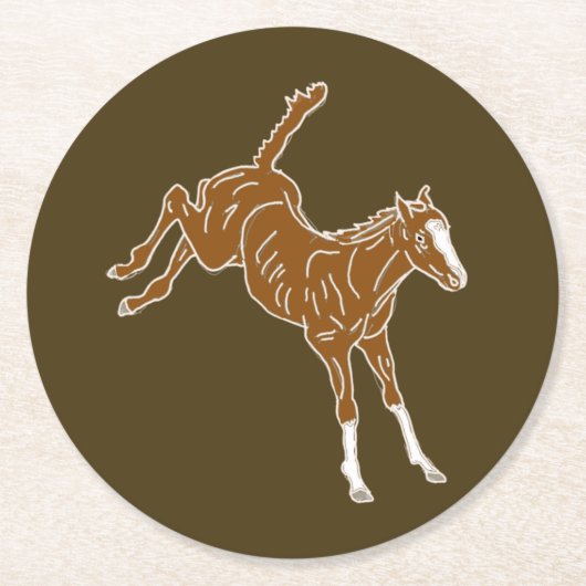 泡立つ馬蹄 – 透明なユニカラー。 ラウンドペーパーコースター (正面)