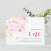 泡立つ |水彩最初の誕生日招待状 招待状 (スタンド正面)